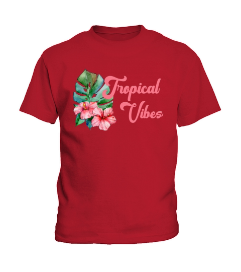 Pink Tropical Vibes with Hawaiian Flowers Kids T-Shirt