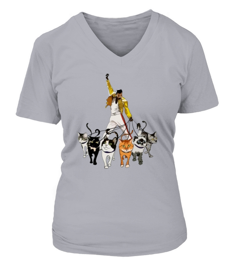 Freddie Mercury and cats shirt V-neck T-Shirt Woman