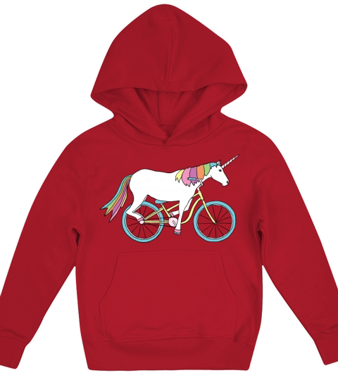unicorn riding bike Kids Hoodie