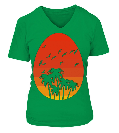 Easter Egg Vintage Sun Palm Present Gift V-neck T-Shirt Woman
