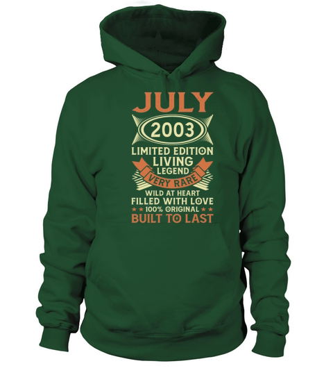 18th Birthday July Gift Vintage 2003 18 Years Women's Hoodie