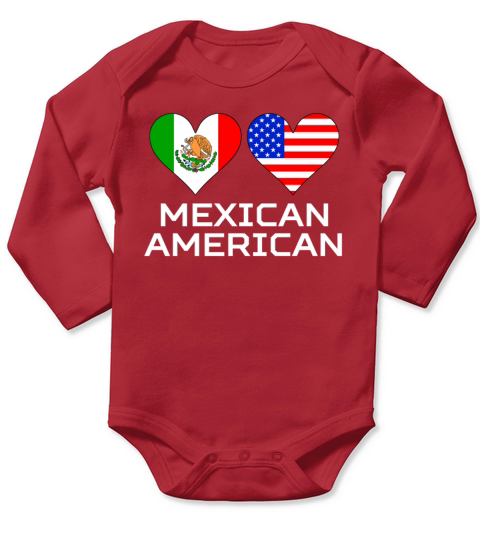 Mexican American Hearts Long Sleeve Baby One-Piece
