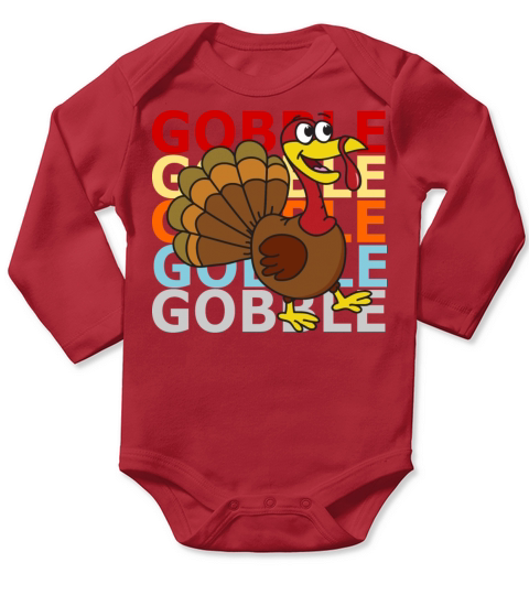 Retro Vintage Style Thanksgiving Turkey Gobbler Long Sleeve Baby One-Piece