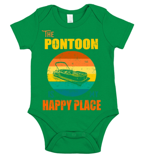 Pontoon Is My Happy Place Retro Vintage Design Short Sleeve Baby One-Piece