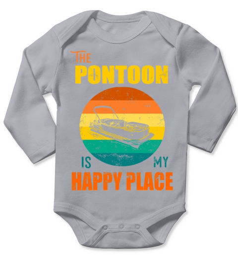 Pontoon Is My Happy Place Retro Vintage Design Long Sleeve Baby One-Piece