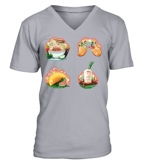 Vietnamese Foods - Pho Banh mi Banh xeo Goi cuon Men's V-Neck T-shirt