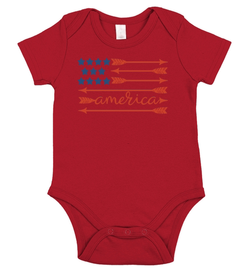 Celebrate 4th Fourth July Patriotic American Flag Short Sleeve Baby One-Piece