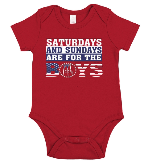 American Flag Saturdays and Sundays Are For The Boys Short Sleeve Baby One-Piece
