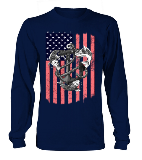 Fisher - Awesome american flag t-shirt for fishe Men's Long Sleeve