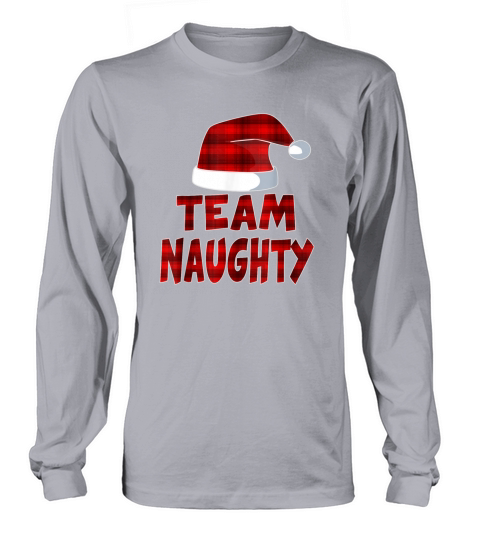 Team Naughty Santa Red Plaid Claus Christmas Men's Long Sleeve