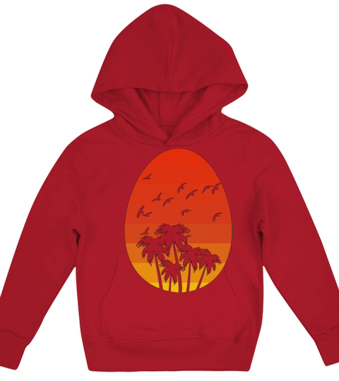 Easter Egg Vintage Sun Palm Present Gift Kids Hoodie