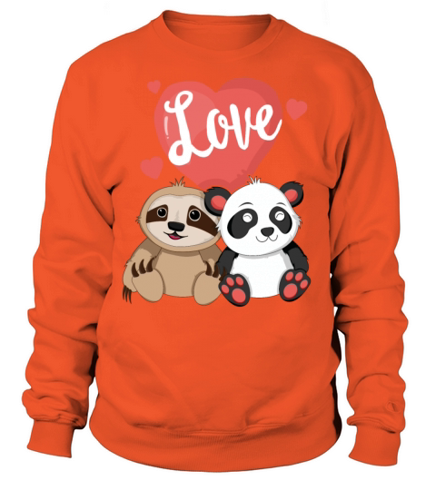 Sloth Panda Valentines Day TShirt for Kids Women Women's Sweatshirt