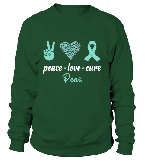 Peace Love Cure Teal Ribbon Pcos Awareness Women's Sweatshirt