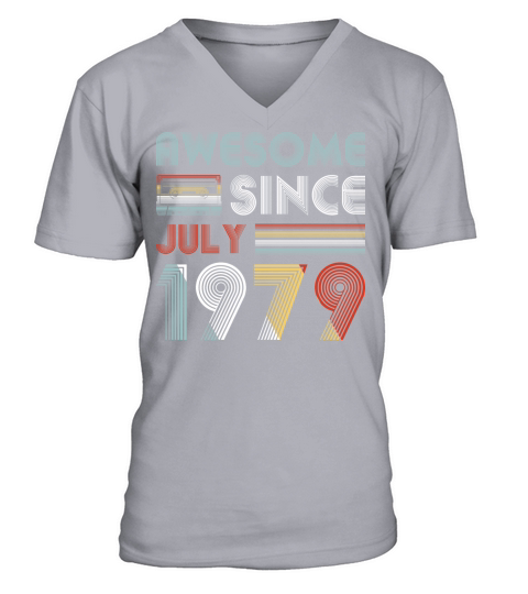 Vintage Awesome Since July 1979 40th Birthday Men's V-Neck T-shirt