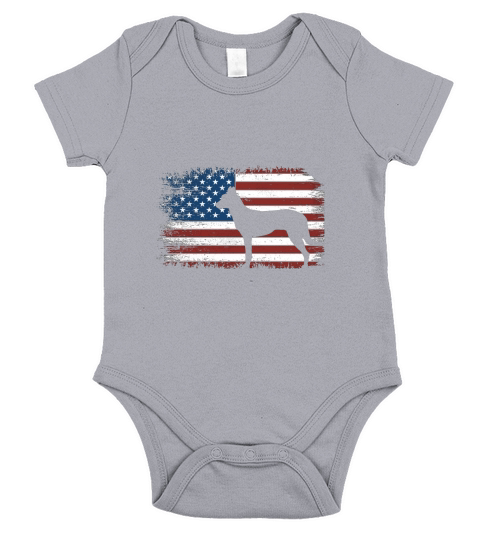Dutch Shepherd silhouette american flag 4th of july Short Sleeve Baby One-Piece