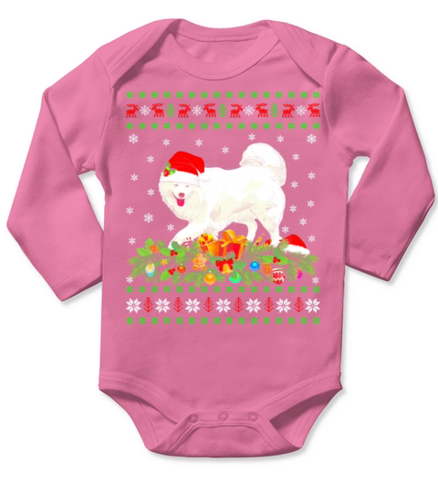 Family Matching Xmas Lighting Ugly Samoyed Long Sleeve Baby One-Piece
