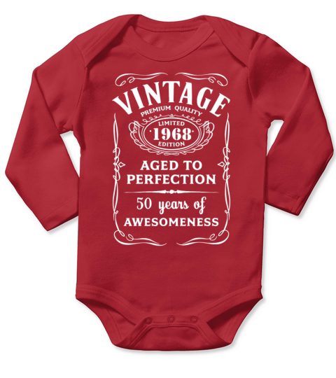 Vintage Limited 1968 Edition 50th Birthday Gift Long Sleeve Baby One-Piece