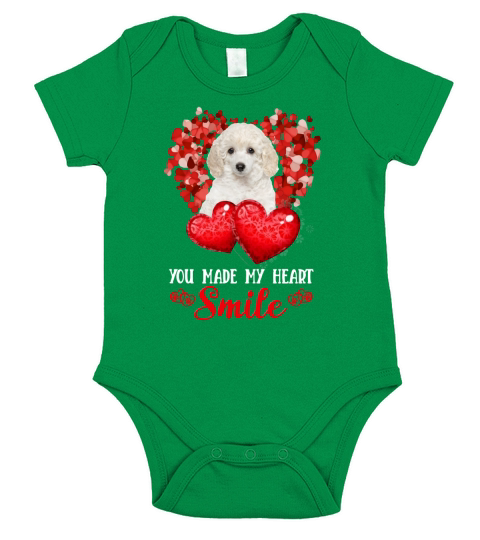 You Made My Heart Smile White Toy Poodle Short Sleeve Baby One-Piece