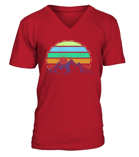 Vintage Mountains Sports Ski SnowboardNature Men's V-Neck T-shirt