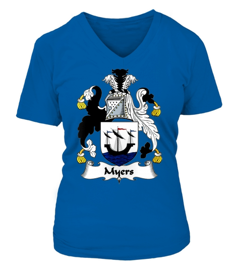 Myers Family Crest British Family Crests V-neck T-Shirt Woman
