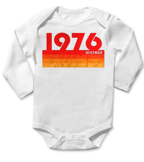 Vintage Retro 1976 Long Sleeve Baby One-Piece