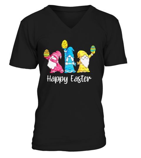 Women Kids Men Happy Easter Bunny Gnomes V-Neck T-shirt