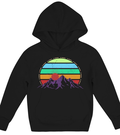 Vintage Mountains Sports Ski SnowboardNature Kids Hoodie