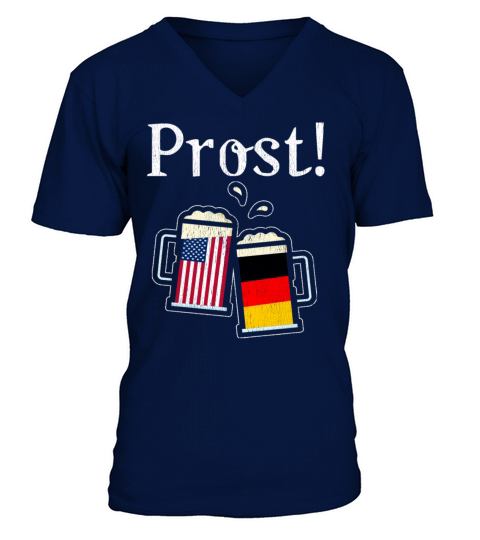 American German Beer Stein Prost Oktoberfest Print Men's V-Neck T-shirt