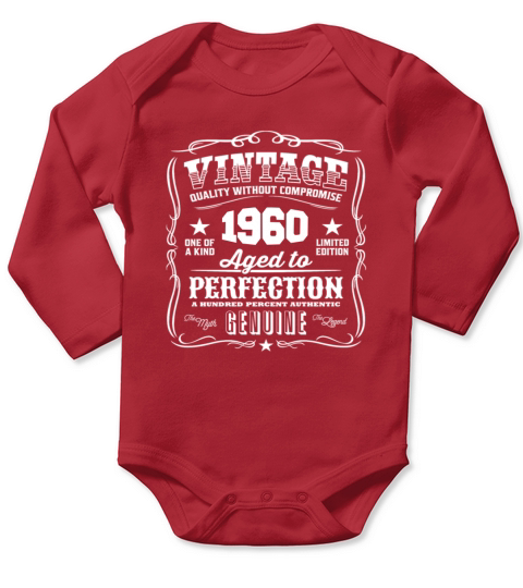 Vintage 1960 Aged To Perfection Long Sleeve Baby One-Piece