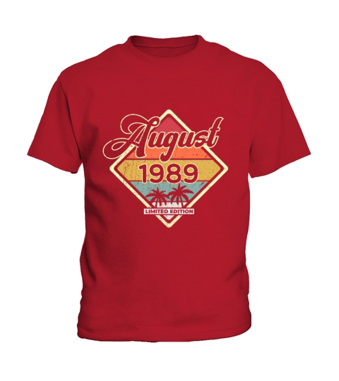 Vintage August 30 Year Old 1989 30th Birthday Gift Kids T-Shirt