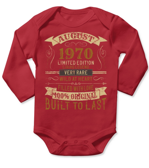 August 1970 50th Birthday Vintage Limited Edition Long Sleeve Baby One-Piece