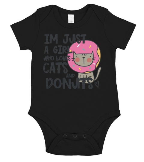 Womens Im just a girl who loves donuts and cats Short Sleeve Baby One-Piece