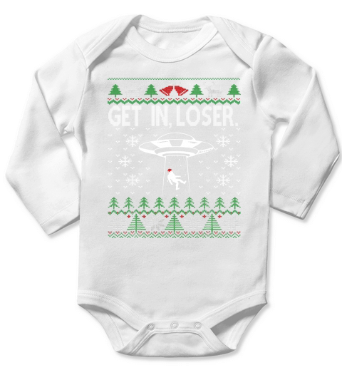 Awesome Bigfoot Alien Abduction Ugly Christmas UFO shirt Long Sleeve Baby One-Piece