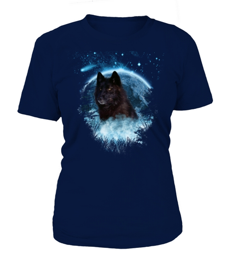 Black Wolf Blue Moon Full Scape Women's T-Shirt