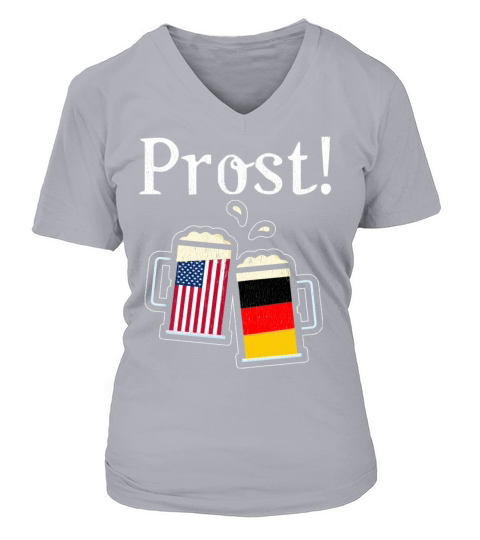 American German Beer Stein Prost Oktoberfest Print Women's V-Neck T-shirt