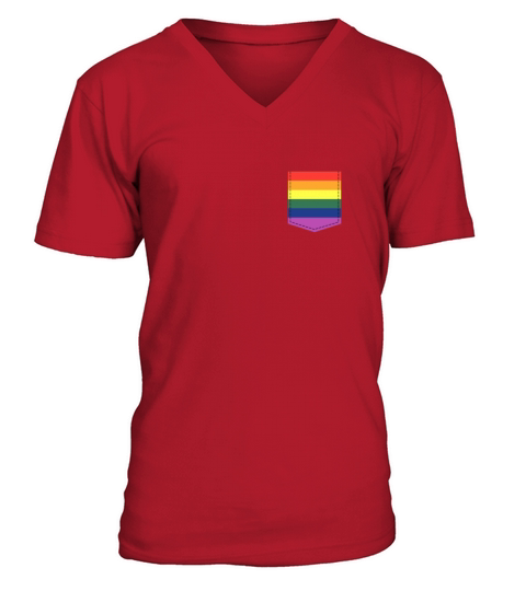 rainbow flag pocket gay pride LGBT Men's V-Neck T-shirt