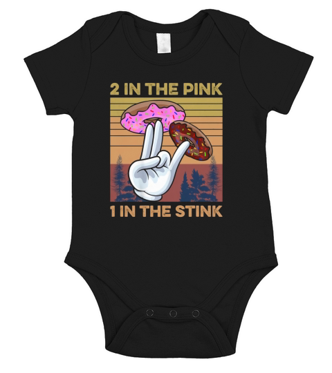 Retro Vintage 2 in the Pink 1 in the Stink Donut Two Holes Short Sleeve Baby One-Piece