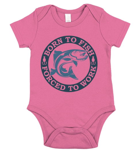 Born to fish forced to work Short Sleeve Baby One-Piece