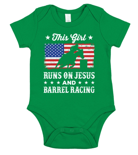 Christian Barrel Racer Patriotic American Flag Short Sleeve Baby One-Piece