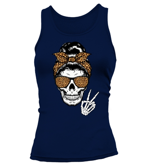 Boho Skeleton Messy Bun Bandana Halloween Women's Tank Top