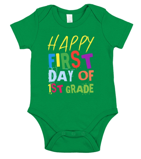 Happy first day of first grade back to school gift Short Sleeve Baby One-Piece