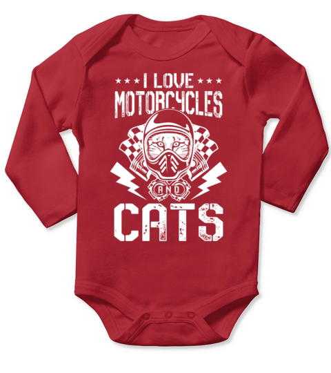 I love Motorcycles and Cats Long Sleeve Baby One-Piece