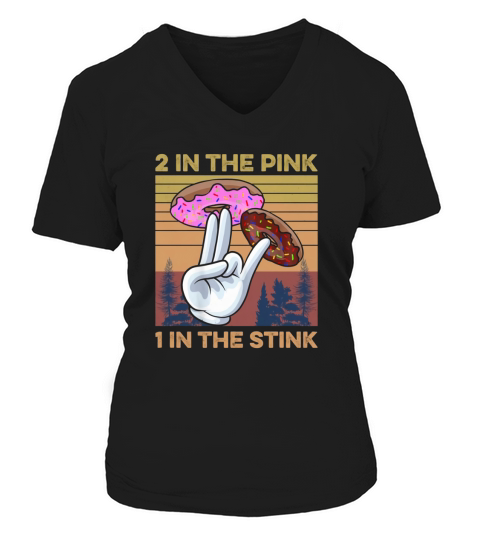 Retro Vintage 2 in the Pink 1 in the Stink Donut Two Holes V-neck T-Shirt Woman