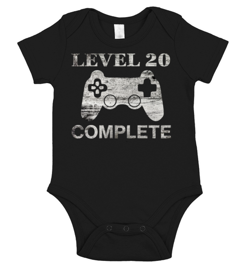 20th Birthday-Level 20 Complete-Retro Gamer Gift Short Sleeve Baby One-Piece