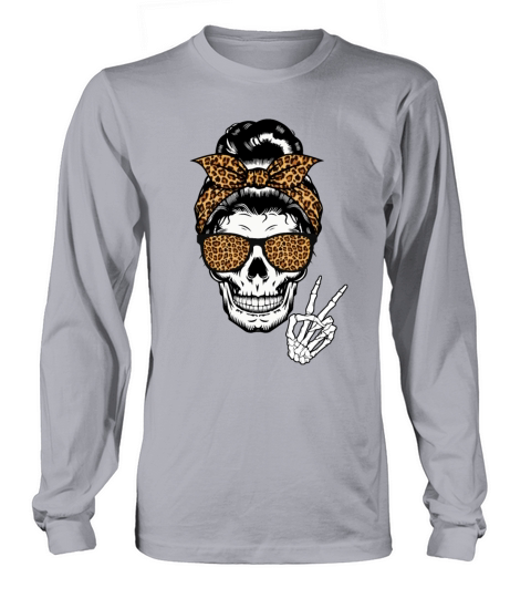Boho Skeleton Messy Bun Bandana Halloween Women's Long Sleeve