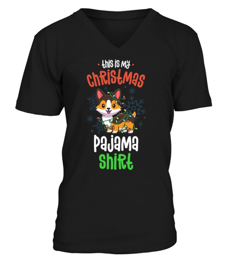 This Is My Christmas Pajama Shirt Tricolor Corgi Men's V-Neck T-shirt