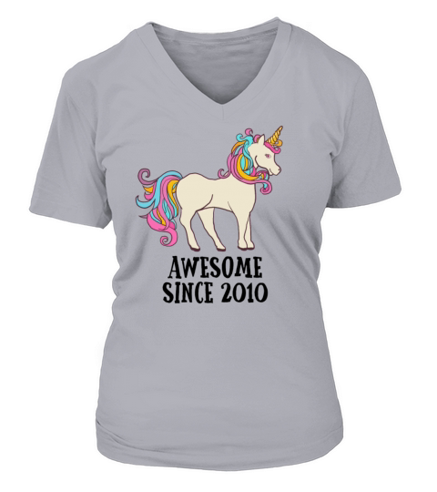 Awesome Since 2010 Unicorn Birthday Gift Women's V-Neck T-shirt