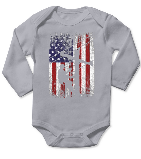 LINEMAN AMERICAN FLAG Long Sleeve Baby One-Piece