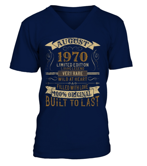 August 1970 50th Birthday Vintage Limited Edition Men's V-Neck T-shirt