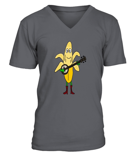 Cool funny banana playing the banjo V-Neck T-shirt